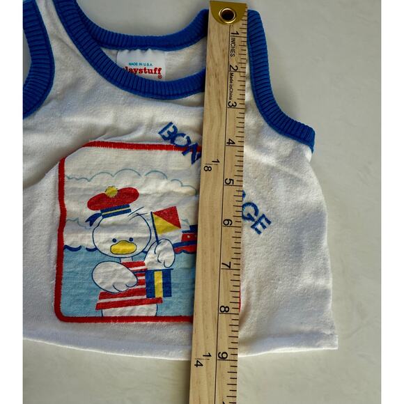 Vintage Baby Ringer Tank Top 9 Months Bon Voyage Duck Ship 80s Retro Cute - Picture 6 of 7